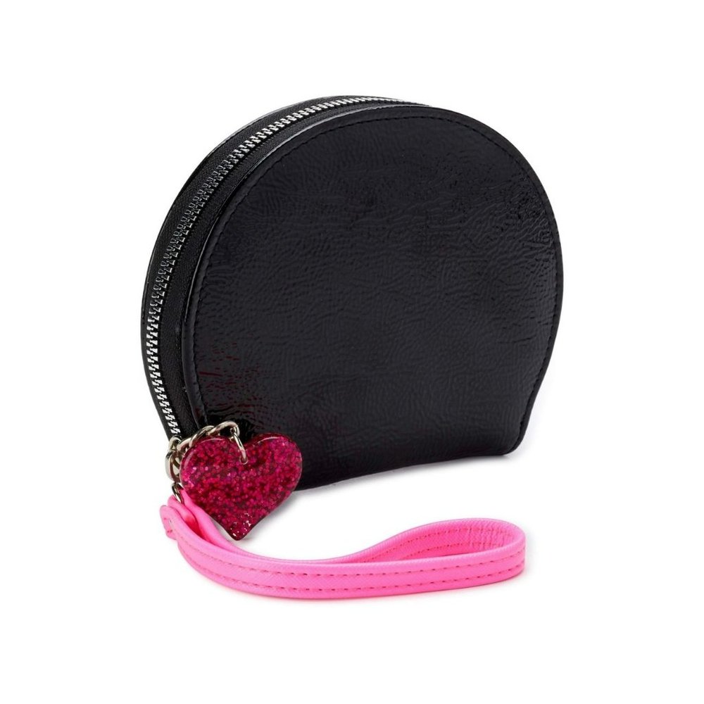 NWT No Boundaries Pink Black Shiny Stylish Wallet‎ Small Zip Coin Case